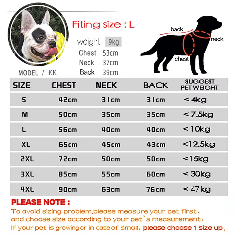 Pet Dog Waterproof Coat the Dog Face Pet Clothes Outdoor Jacket Dog Raincoat Reflective Clothes for Small Medium Large Dogs