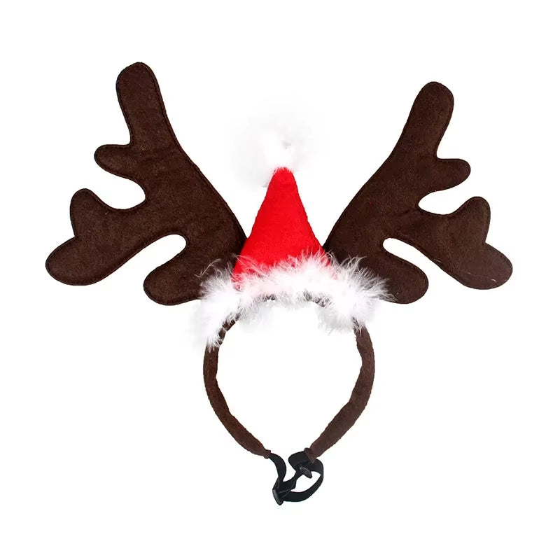 Christmas Dog Supplies Elk Reindeer Antlers Headband Santa Hat Pet Christmas Cool Dog Costume Cute Headwear Accessories