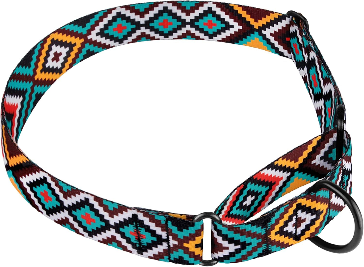 Aztec Martingale Collars for Dogs Heavy Duty Tribal Pattern Safety Nylon Training Collar Large Medium Small (Ethnic Teal, M, Neck Size 12"-17")