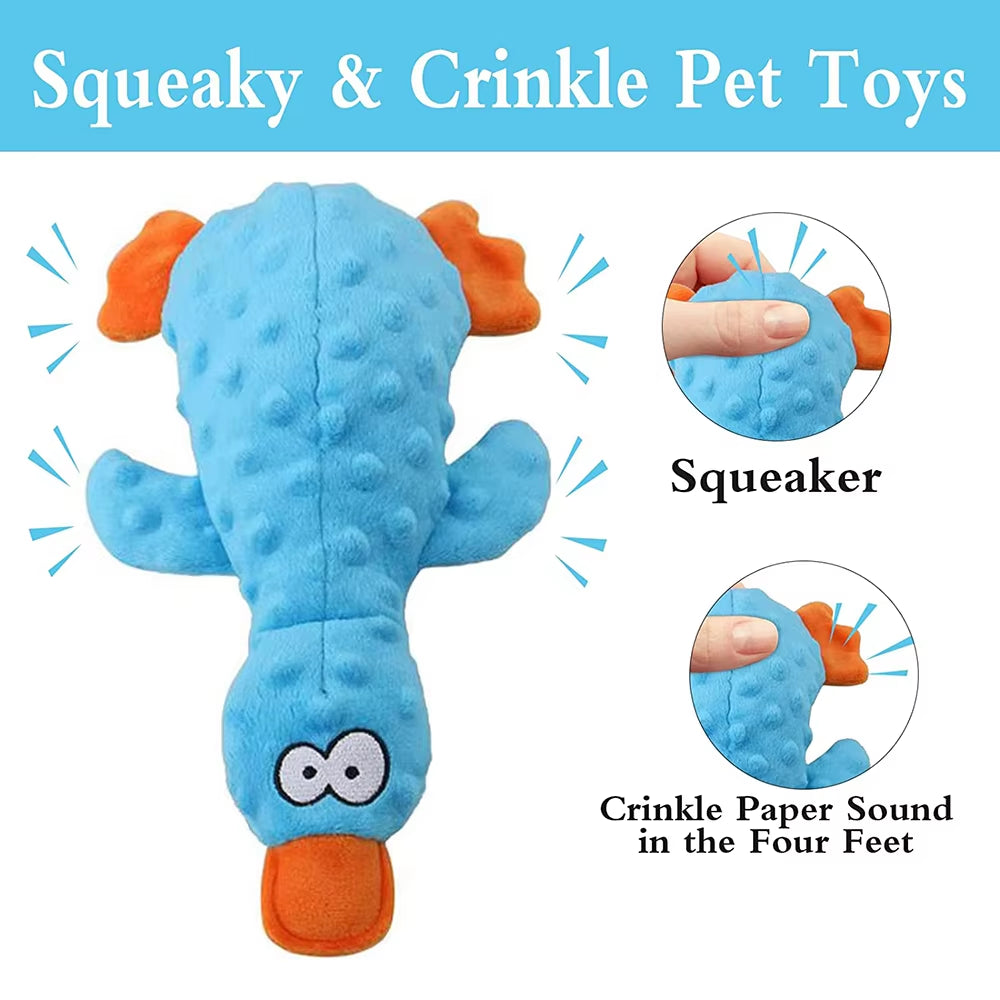 Squeaky Dog Toys Soft Duck Crinkle Plush Dog Chew Toys for Chewers Durable Interactive Dog Toys for Puppy Medium and Large Dogs