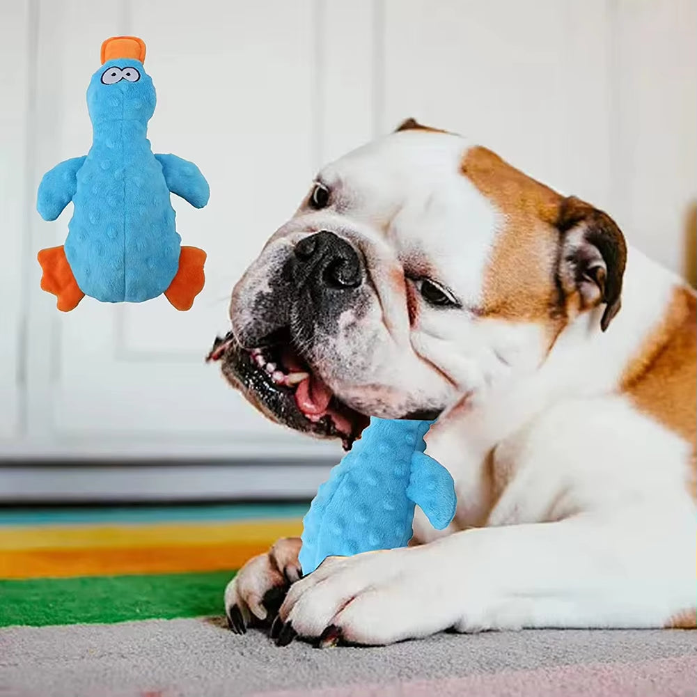 Squeaky Dog Toys Soft Duck Crinkle Plush Dog Chew Toys for Chewers Durable Interactive Dog Toys for Puppy Medium and Large Dogs