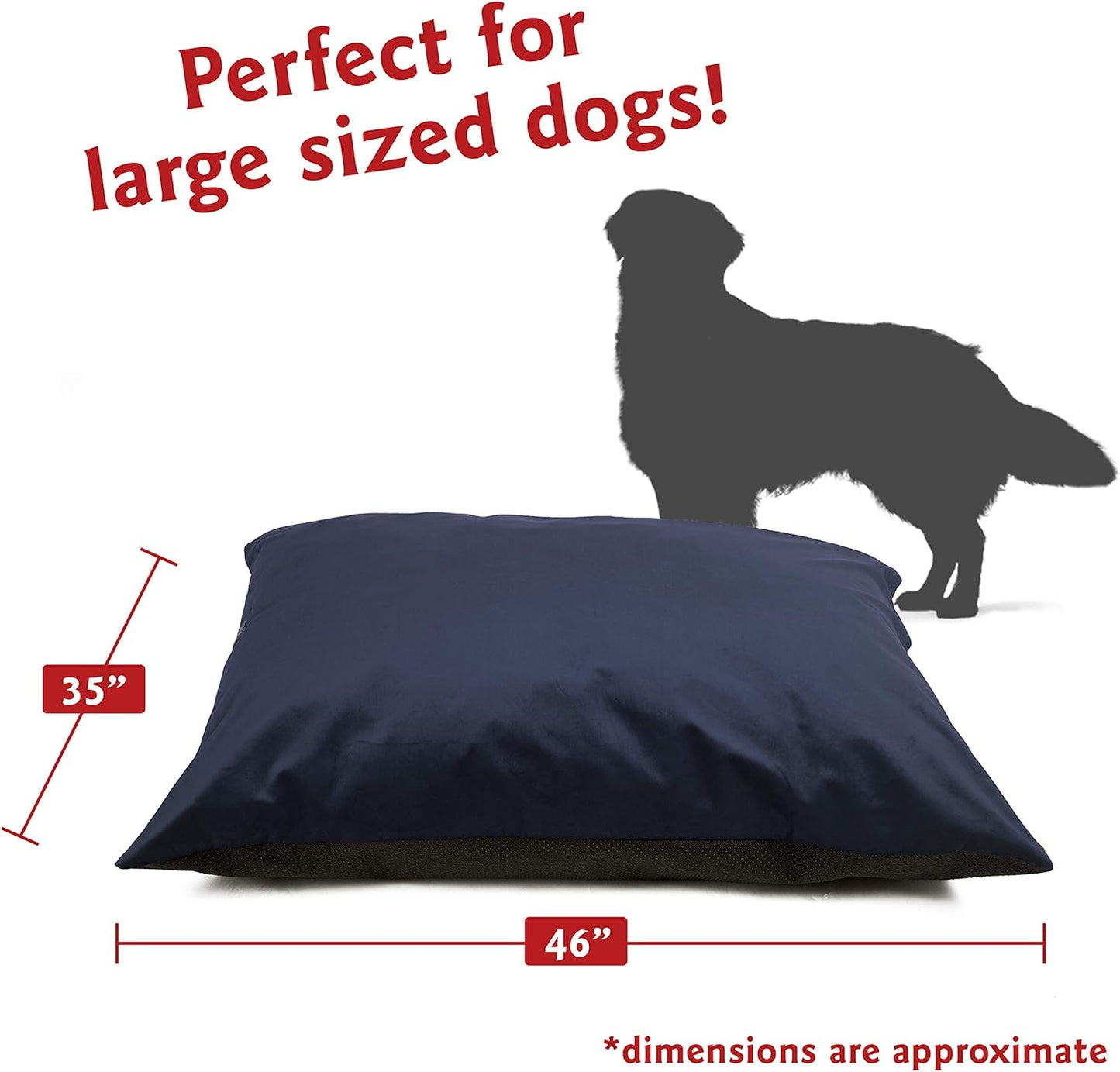 Rectangle Large Dog Bed Washable – Non Slip Comfy Pet Bed – Dog Crate Bed Super Value Pillow Dog Bed – Dog Kennel Bed for Sleeping - Dog Bed Large Breed 46 X 35 Inch – Velvet Navy