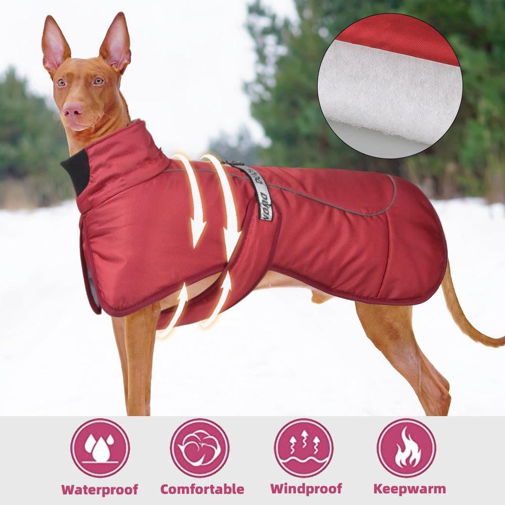 Cozy Canine Cloak: Stylish and Warm Pet Winter Wear with Reflective Safety