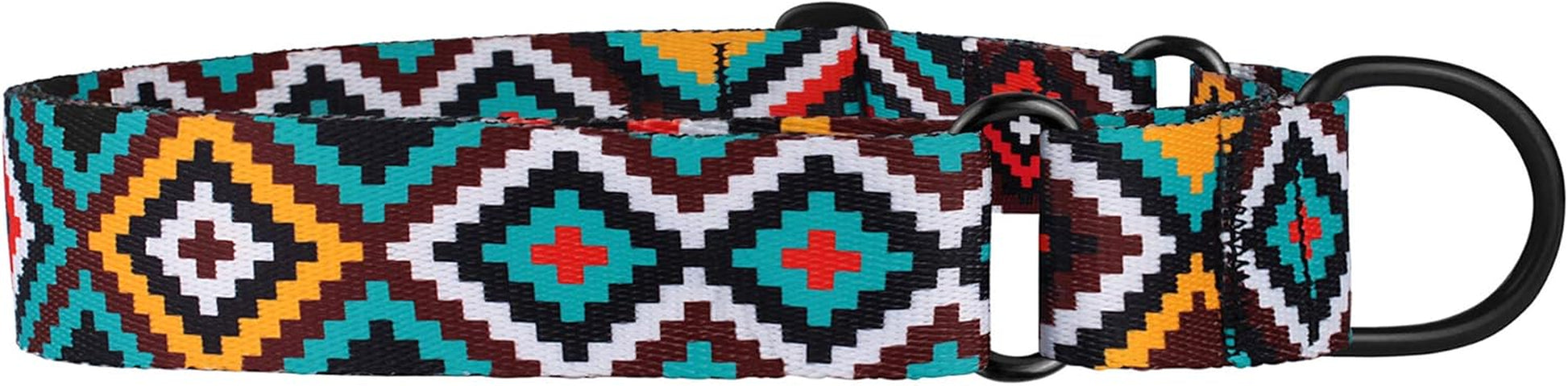 Aztec Martingale Collars for Dogs Heavy Duty Tribal Pattern Safety Nylon Training Collar Large Medium Small (Ethnic Teal, M, Neck Size 12"-17")