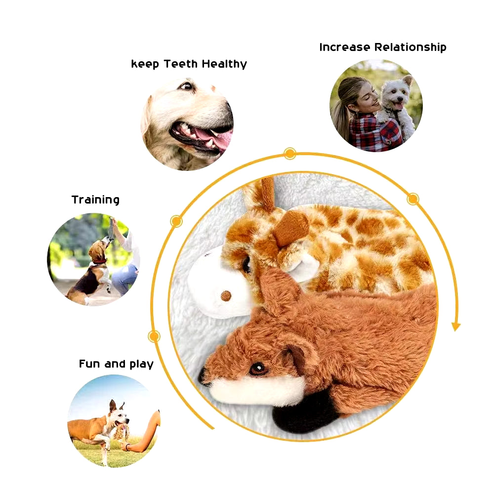 Dog Chew Toys Squeaker Squeaky Pet Dog Plush Toys Stuffingless Fox Fur Toys for Small Medium Large Dog Pets Supplies 1PC