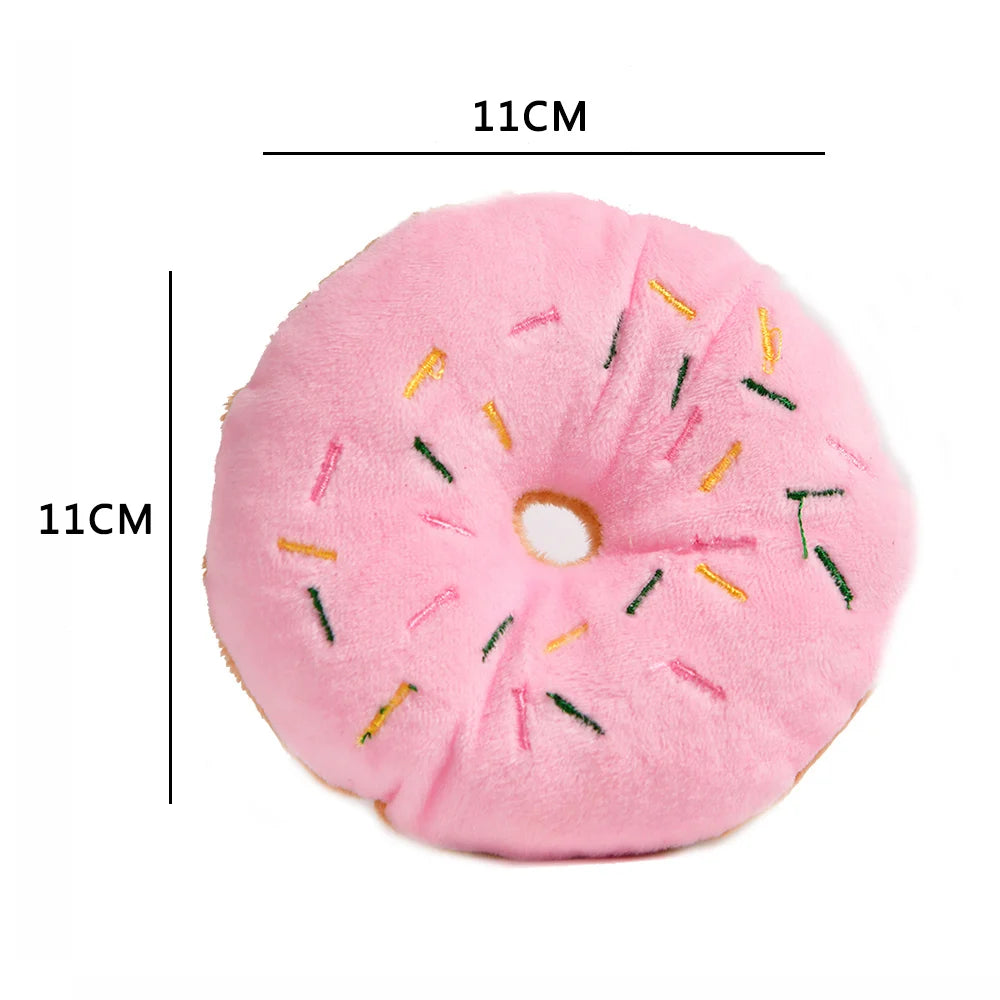 Donuts Toys for Pet Cats Dogs Squeaker Plush Toysdurable Dog Products Squeak Toys for Small Dogs Puppy Pet Products TY0067