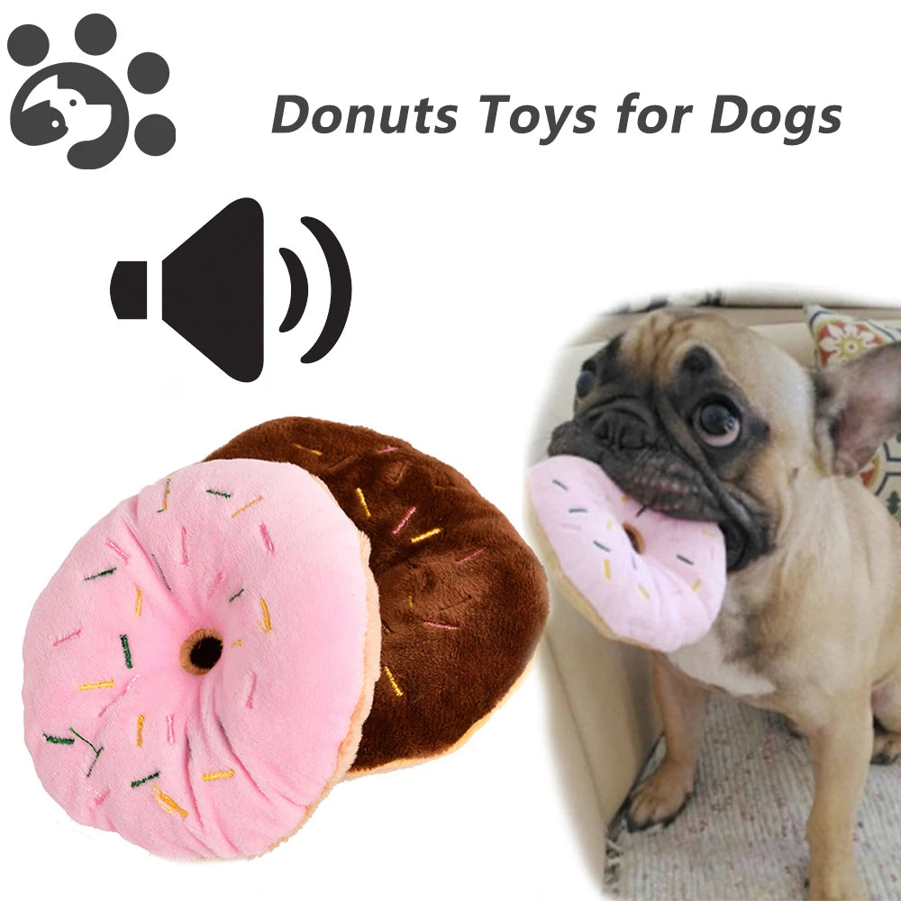 Donuts Toys for Pet Cats Dogs Squeaker Plush Toysdurable Dog Products Squeak Toys for Small Dogs Puppy Pet Products TY0067