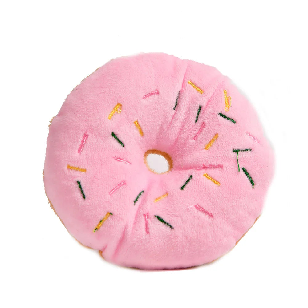 Donuts Toys for Pet Cats Dogs Squeaker Plush Toysdurable Dog Products Squeak Toys for Small Dogs Puppy Pet Products TY0067