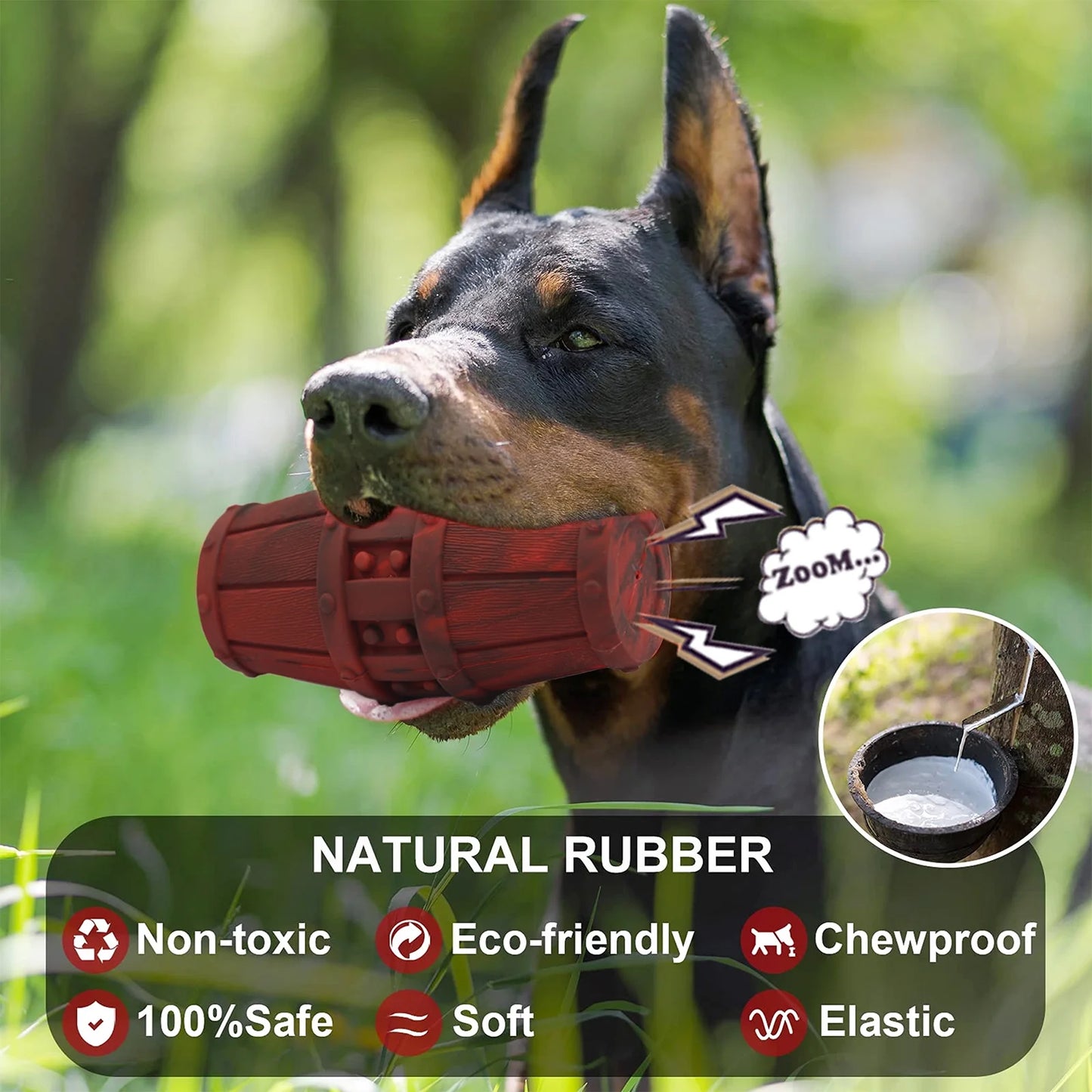 Squeaky Dog Toys for Aggressive Chewers, Indestructible Dog Toys Natural Rubber, Interactive Tough Dog Chew Crocodile Toy for Medium Large Dogs