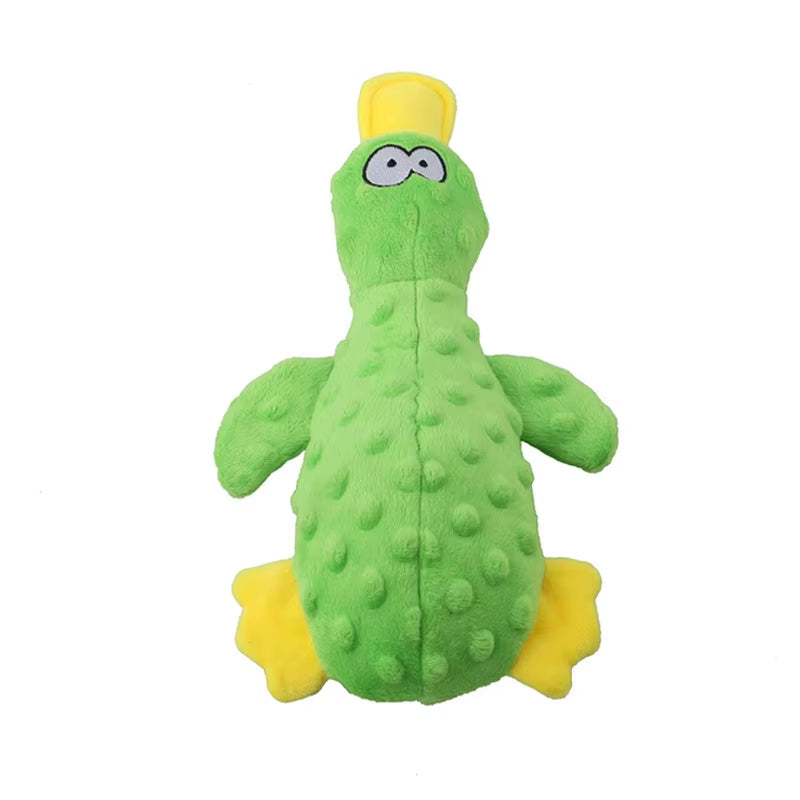 Squeaky Dog Toys Soft Duck Crinkle Plush Dog Chew Toys for Chewers Durable Interactive Dog Toys for Puppy Medium and Large Dogs