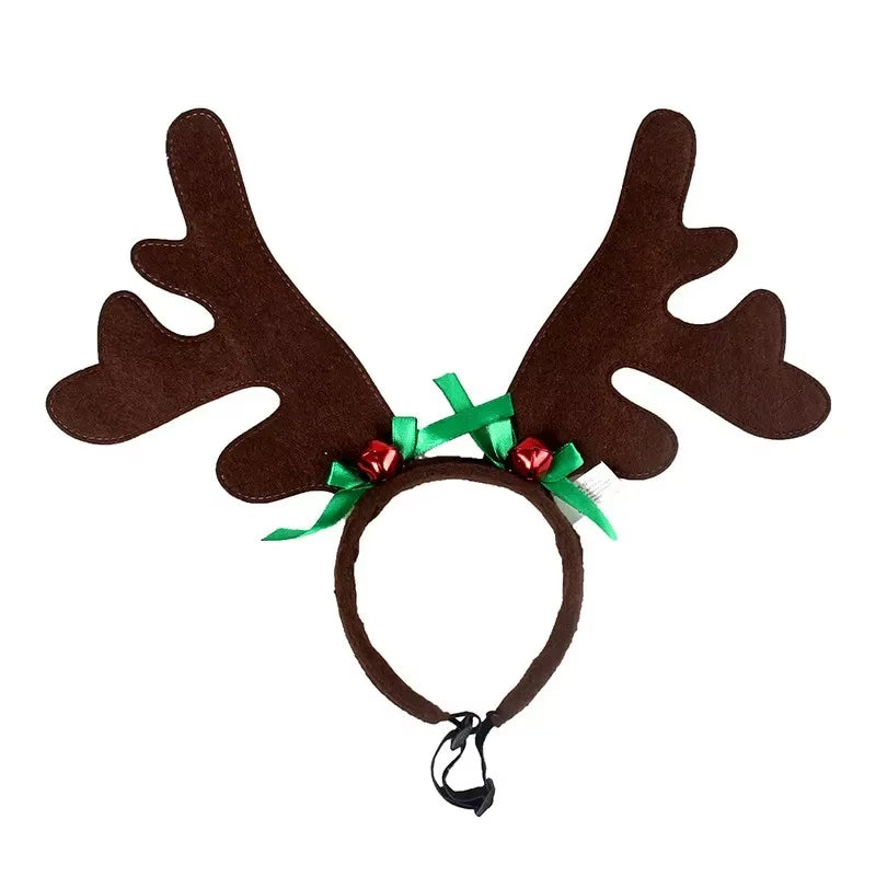 Christmas Dog Supplies Elk Reindeer Antlers Headband Santa Hat Pet Christmas Cool Dog Costume Cute Headwear Accessories